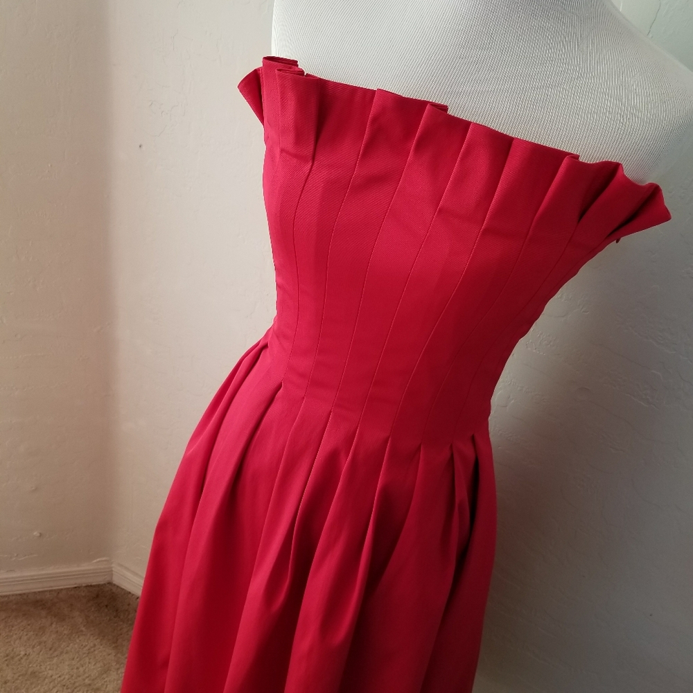 ANTONIO MILANI NEW Red Strapless Ruffle dress 14